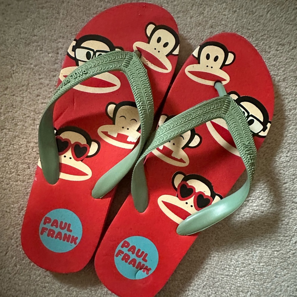 Paul Frank Red and Green Sandals with Monkey Design